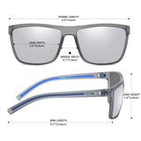 ZENOTTIC Men Square Sunglasses Polarized Lightweight TR90 UV Sun Glasses BT6204 (Gray Frame/Silver Mirrored Lens)